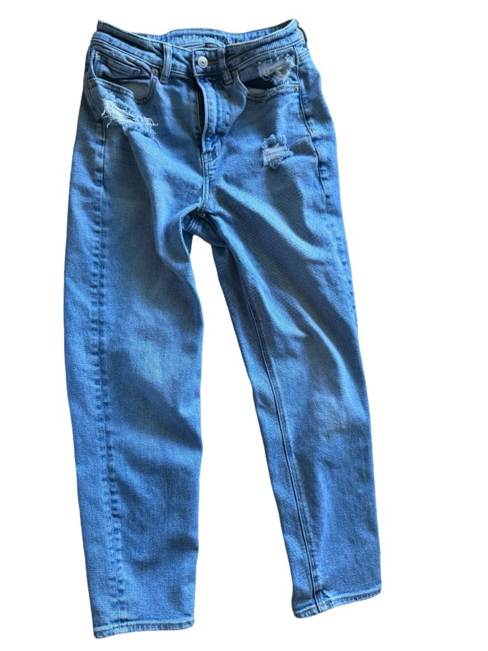American Eagle Stretch Distressed Mom Straight Jeans Size 2